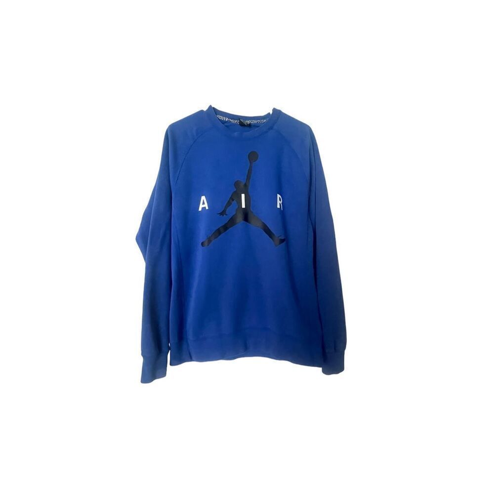 Air Jordan Mens Blue Flight Jumpman Crew Neck Pullover Sweatshirt Size Large